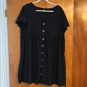 SHEIN Black Boxy Buttoned Mini Dress